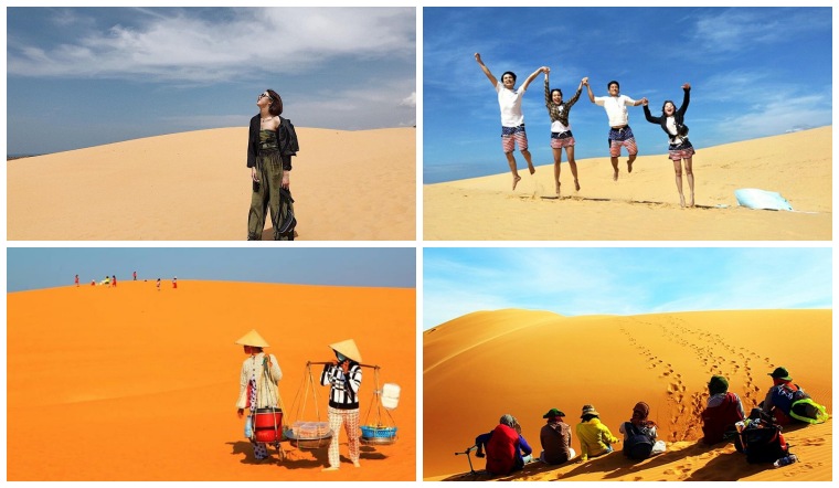  Tourists sandboarding at the White Sand Dunes