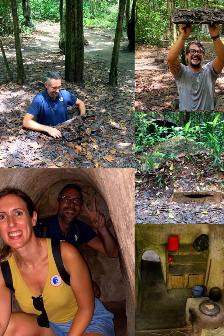 Visitors crawling through the Cu Chi Tunnels