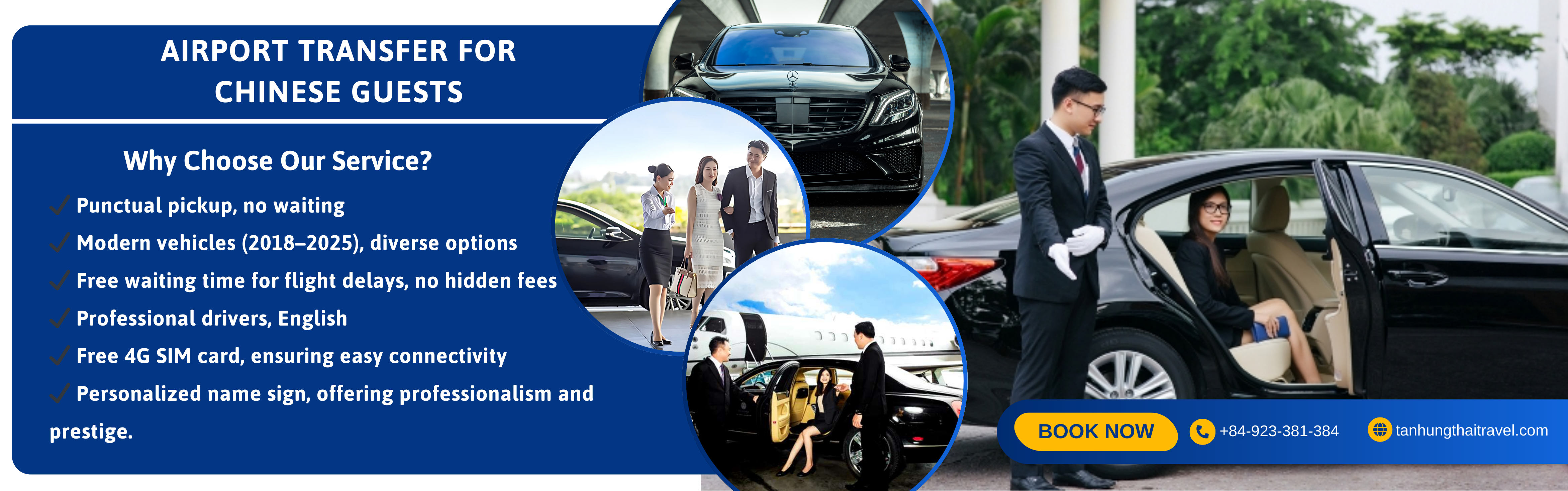 Are you a Chinese traveler visiting Vietnam for the first time? Worried about the language barrier when booking an airport transfer? Tan Hung Thai Travel offers a specialized airport pickup and drop-off service for Chinese guests, featuring professional Chinese-speaking drivers to ensure smooth communication and a seamless journey from the moment you arrive in Vietnam.