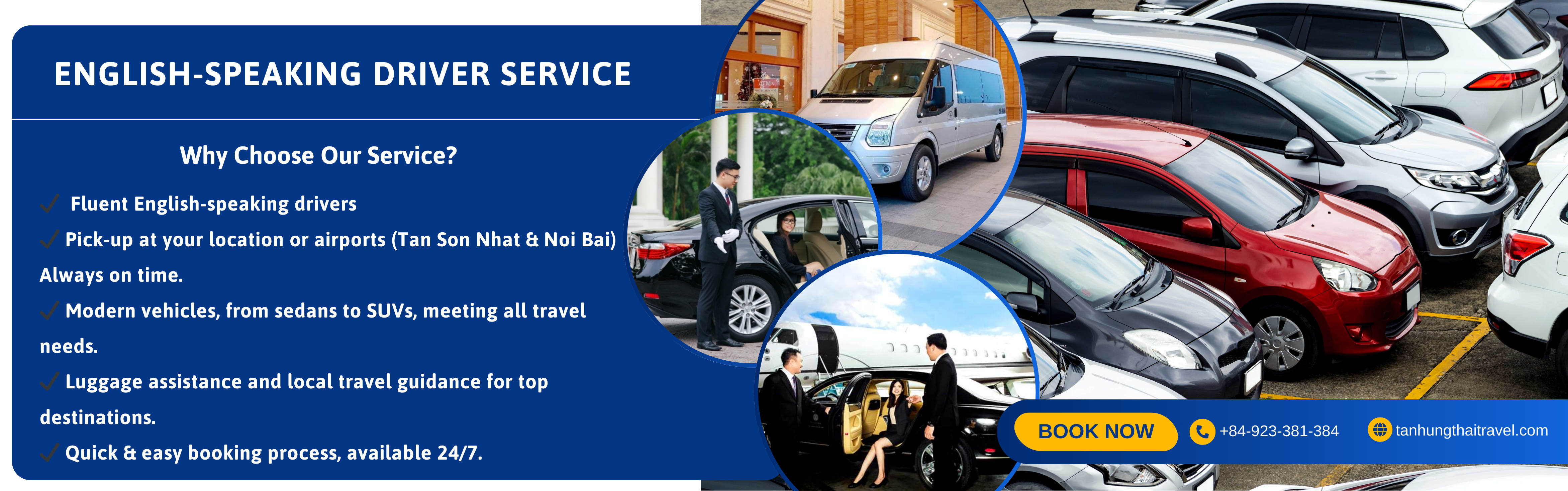 Tan Hung Thai Travel offers professional drivers fluent in English, ensuring smooth communication and a hassle-free journey for international tourists and business travelers.