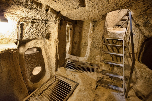 The war scene is recreated in the tunnels